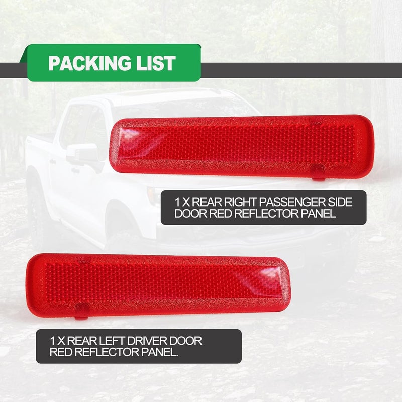 RBOKO 1 Pair Rear Left Driver and Right Passenger Side Door Red Reflector Panel, Safety Alert Light Cover, Compatible with Chevrolet GMC Yukon 2003-2007, Replaces Part # 15183155, 15183156 - Image 5